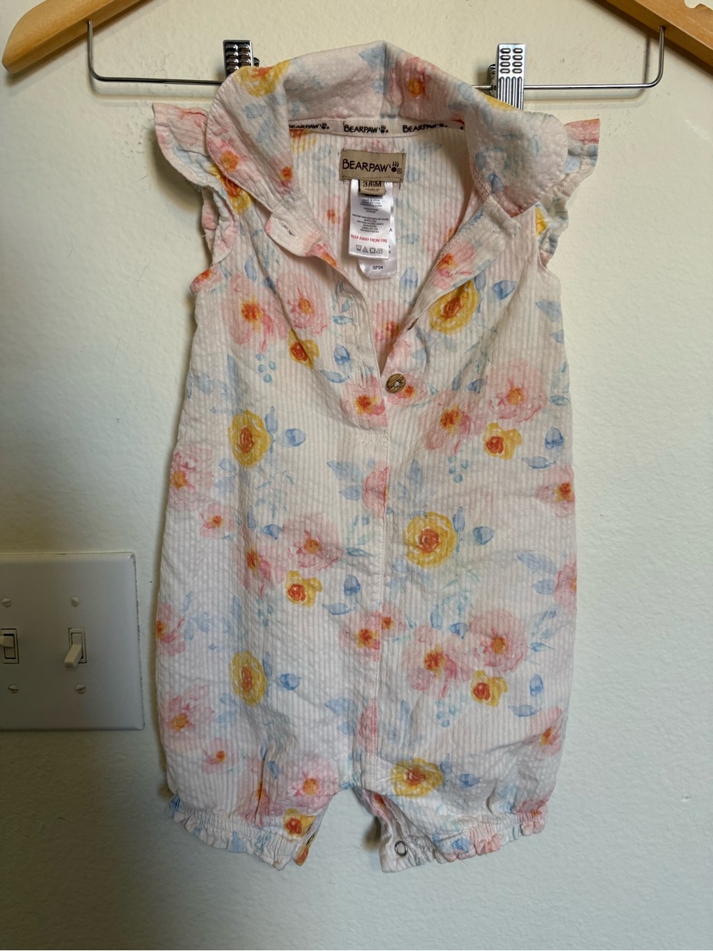 BearPaw Floral Baby Romper - Pink, Yellow, Blue